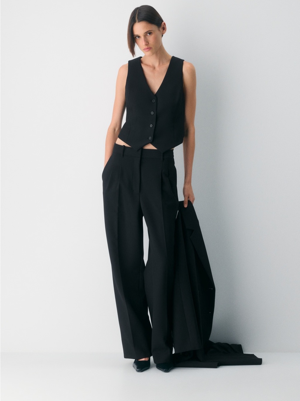 Babaton Deniro Black Button Vest